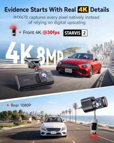 Image of REDTIGER F7NA 4K Dual Dash Cam STARVIS 2 IMX678 8MP 5GHz WiFi (20MB /s Fast Download) Front 1080P Rear GPS Voice Control WDR HDR Night Vision 24H Parking Mode Support 512GB Max(No SD Card)
