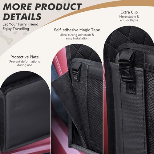 Looxmeer Hunde Autositz Extra Stabiler mit 3 Aufbewahrungstasche, Auto Hundesitz mit Verstärkte Wände und 4 Gurte für Kleine Mittlere Hunde, Wasserdicht Hundeautositz für Rück- und Vordersitz, Schwarz