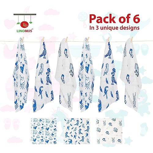 Linomus Muslin Cloths for Baby Pack of 6 (70 x 70 cm), Soft, Absorbent & Breathable 100% Pure Cotton Burp Cloths - Image 3