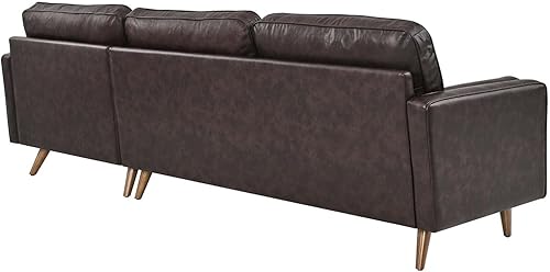 Miniatura 6 de Modway Valour - Sofá modular de cuero de estilo moderno de 98 pulgadas en color marrón