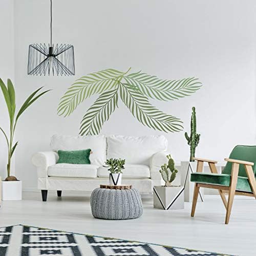 Miniatura 3 de NAKLEO Plantilla de pared de plástico reutilizable, 23 x 37 pulgadas, hoja de palma tropical, patrón de pintura de papel tapiz grande, plantilla de