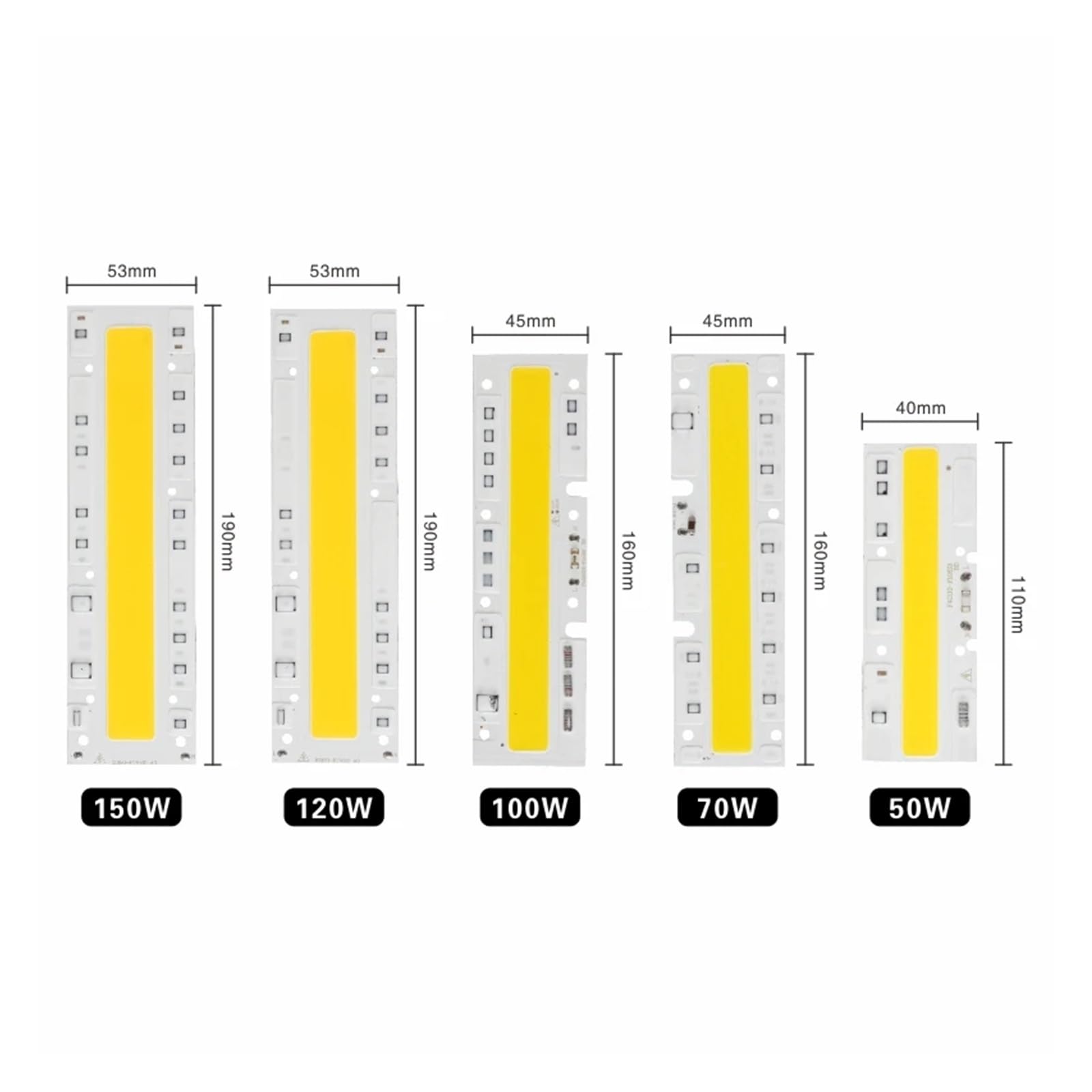 10 sztuk/partia COB Chip lampa LED AC 220V 110V nie ma potrzeby sterownika Lampada żarówka do światła halogenowego reflektor 10W 20W 30W 50W Diy oświetlenie(Led short chip 50W,220V,Warm White)