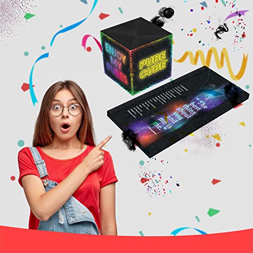 «Pube Cube» Shower Them In Pubes - Surprise Box Exploding Greeting Card Confetti Glitter & Pubes - Prank Her Him Friends Frenemies - Prank Pop Up Gift Card - Exploding Pubes Box - Greeting Card Box - Pop Up Gift Cards - Gag Gift #TOP2