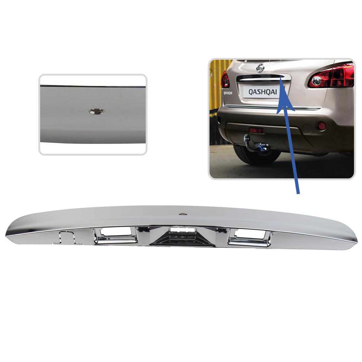 STARKIT PERFORMANCE Maneta del maletero compatible para Qashqai (2007-2013) moldura del porton trasero completa CON FUNCIÓN I-KEY (botón de apertura automática del maletero) (cromada)