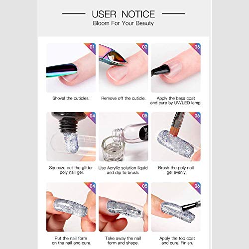 Nagelverlängerung Kit für Nägel, 15ml Gel Nägel Nagelverlängerung, 13 Farben Poly Nagel Gel Kit Glitzer Polygel… – Bild 7