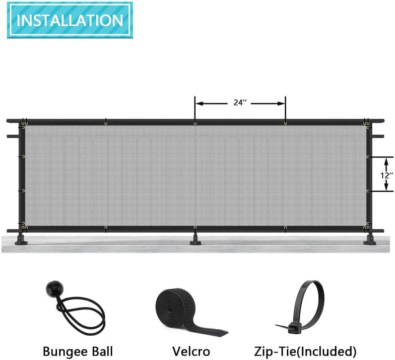 Miniatura 4 de COARBOR Rejilla de privacidad para valla de 5 x 25 pies, resistente para pared al aire libre, patio, terraza y porche, color gris claro