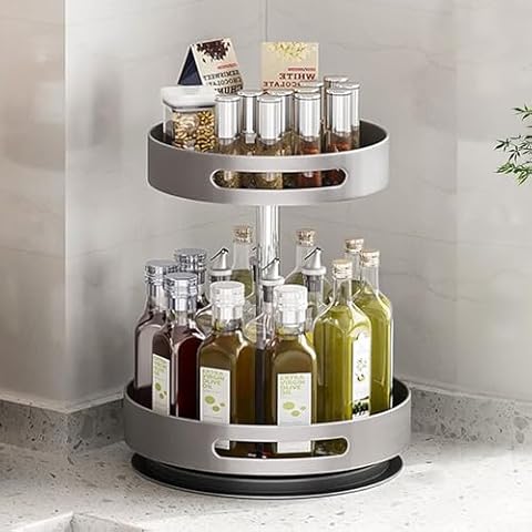 2 Tier Lazy Susan Organizer for Kitchen,Turntable for Cabinet,Turntable Organizer for Cabinet Pantry Table Organization Cover