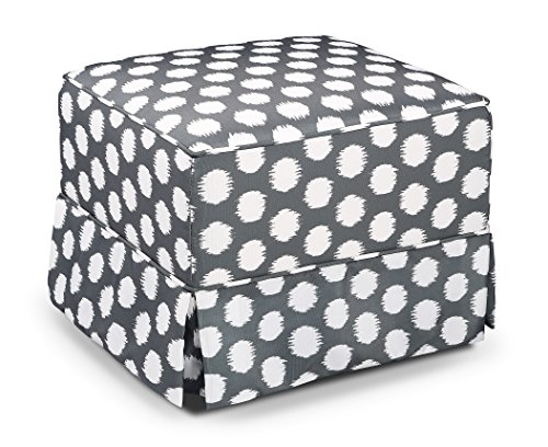 Image of Storkcraft Polka Dot Upholstered Ottoman, Gray/White, Cleanable Upholstered Comfort Rocking Nursery Ottoman