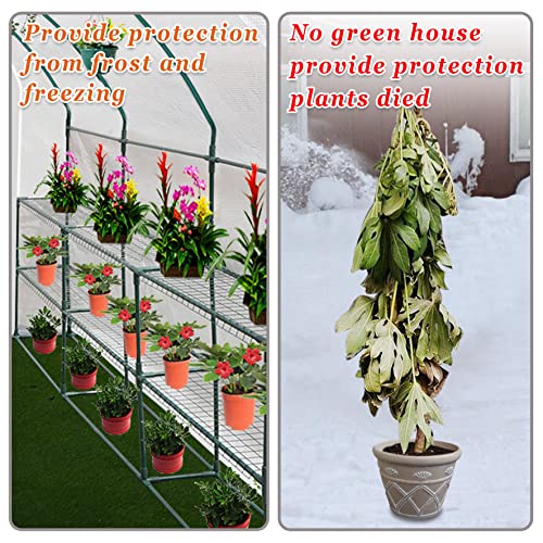 Strong Camel Outdoor Large Walk-in Wall Greenhouse Portable Waterproof Hot House 10x5x7'H w 3 Tiers/6 Shelves Gardening (White(2 Door)) - Thumbnail 2