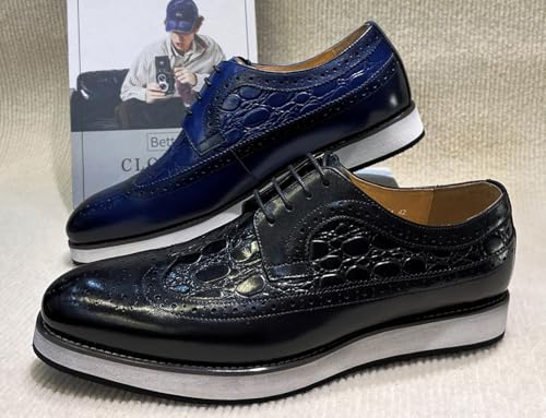 Santimon Men's Oxfords Formal Dress Shoes – Wingtip Brogue Leather Lace-Up Luxury Derby for Business Casual, Wedding, Office4