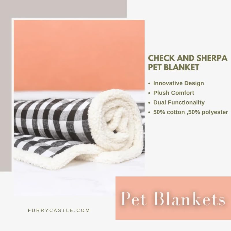 Image of Blanket for Dog & Cat 100% Polyester Warm Comfortable pet Blanket (Small, Black & White Check)