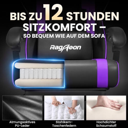 Riftracer Gaming Stuhl Chair Gamer Sessel - Ergonomischer Gamer Stuhl mit Fußstütze Kopfstütze und Lordosenstütz Höhenverstellbar… – Ansicht 4