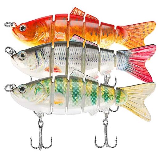 3-Pack Multi-Jointed Fishing Lures – Slow Sinking Life-Like Bass Swimbaits – Premium Quality Durability - Sharp Treble Hooks – 3D Eyes Gravity Ball – Targets Bass, Perch, Walleye, Pike, Muskie, Trout
