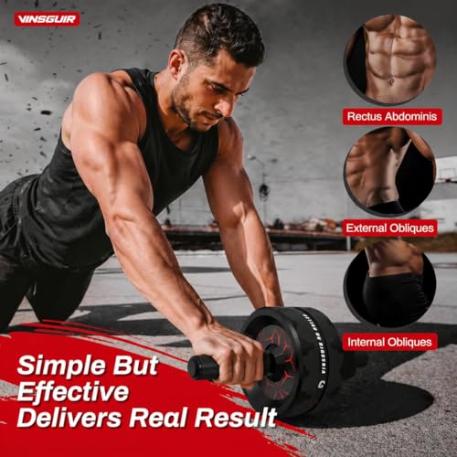 VINSGUIR Ab Roller Wheel, Abs & Core Workout Equipment for Home Gym with Knee Pad Accessories, Abdominal Wheel for Full-body Strength Training