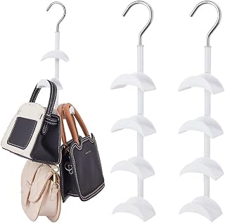 arricraft 2 Stück Kunststoff Geldbörsen Aufhänger Organizer Drehbarer Schrank Organizer Mit 4 Haken Platzsparend Zum Aufhängen von Schals Gürteln Tragetaschen Und Umhängetaschen (Weiß)
