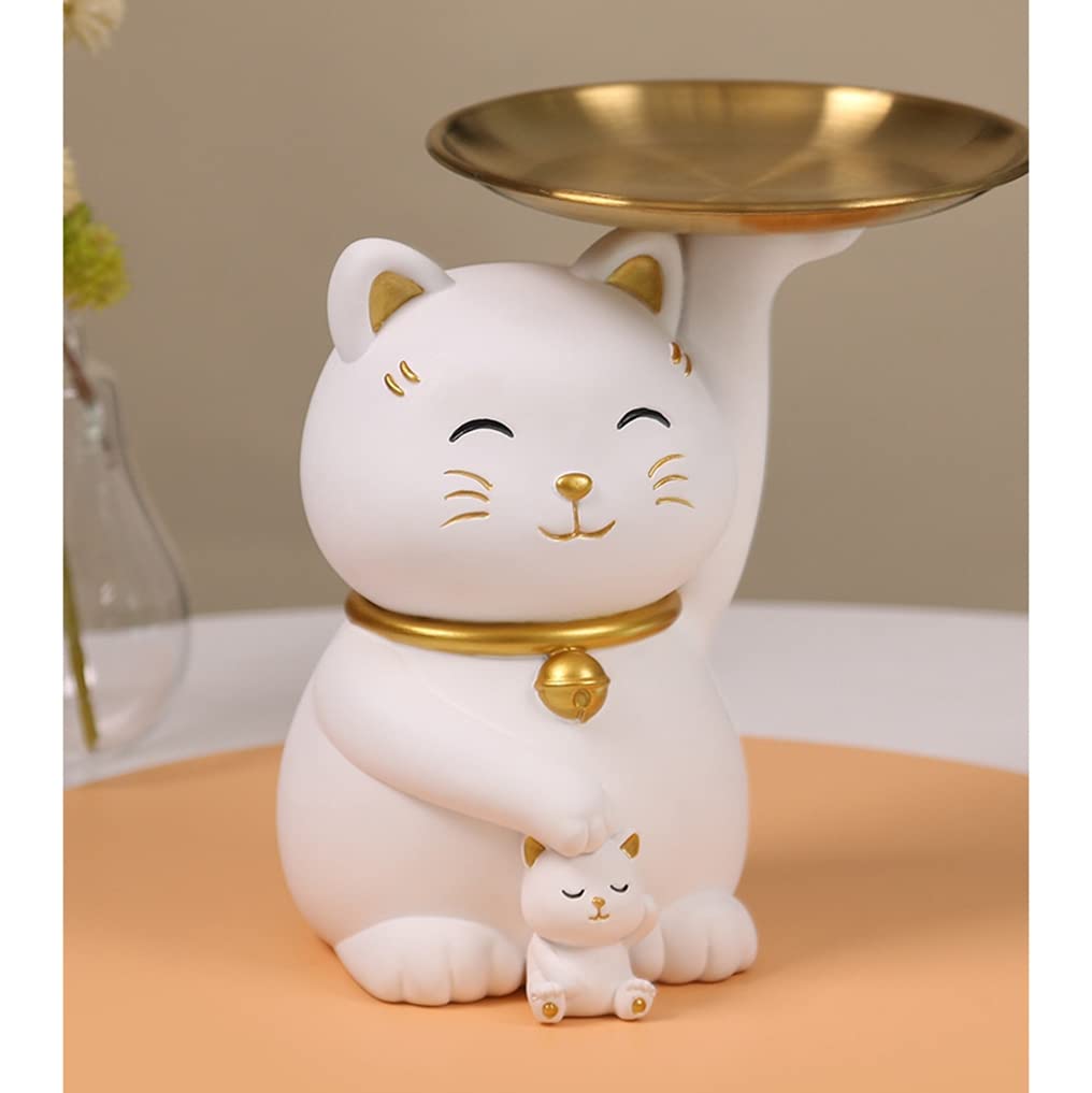 Amazon.co.jp: 置物 皿を持つ猫 招き猫 収納トレイ おしゃれ 雑貨 玄関