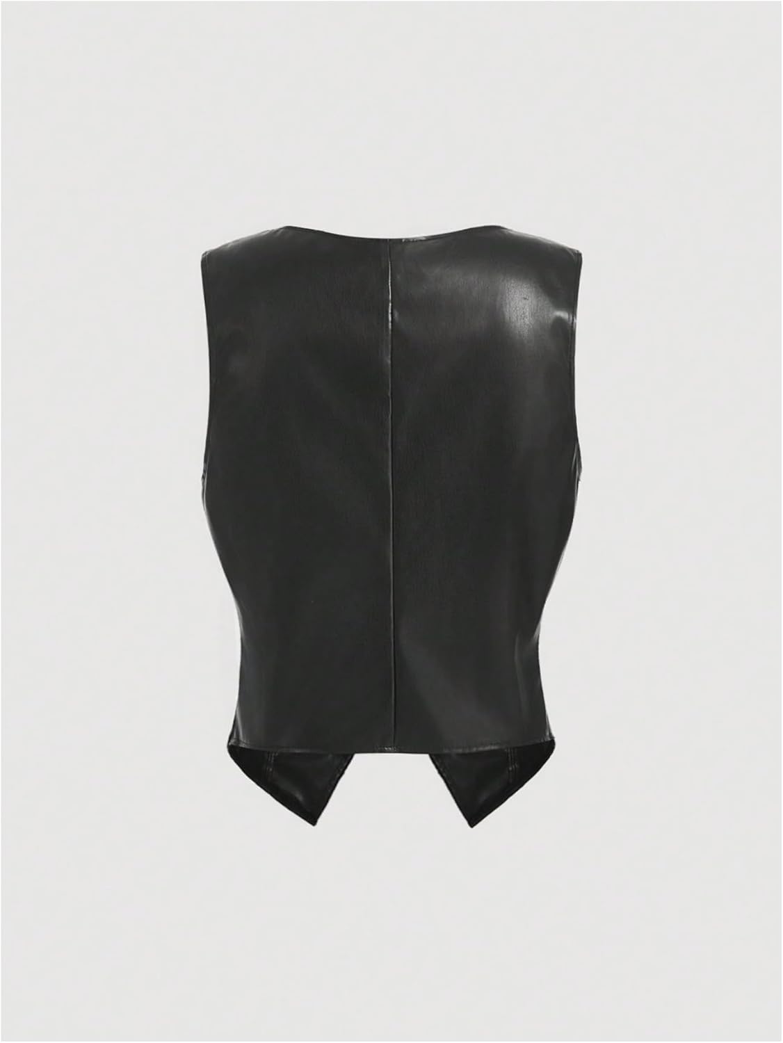 MakeMeChic Women's PU Leather Vest Tops V Neck Tie Front Sleeveless Y2K Waistcoat Club Party Top - Image 2