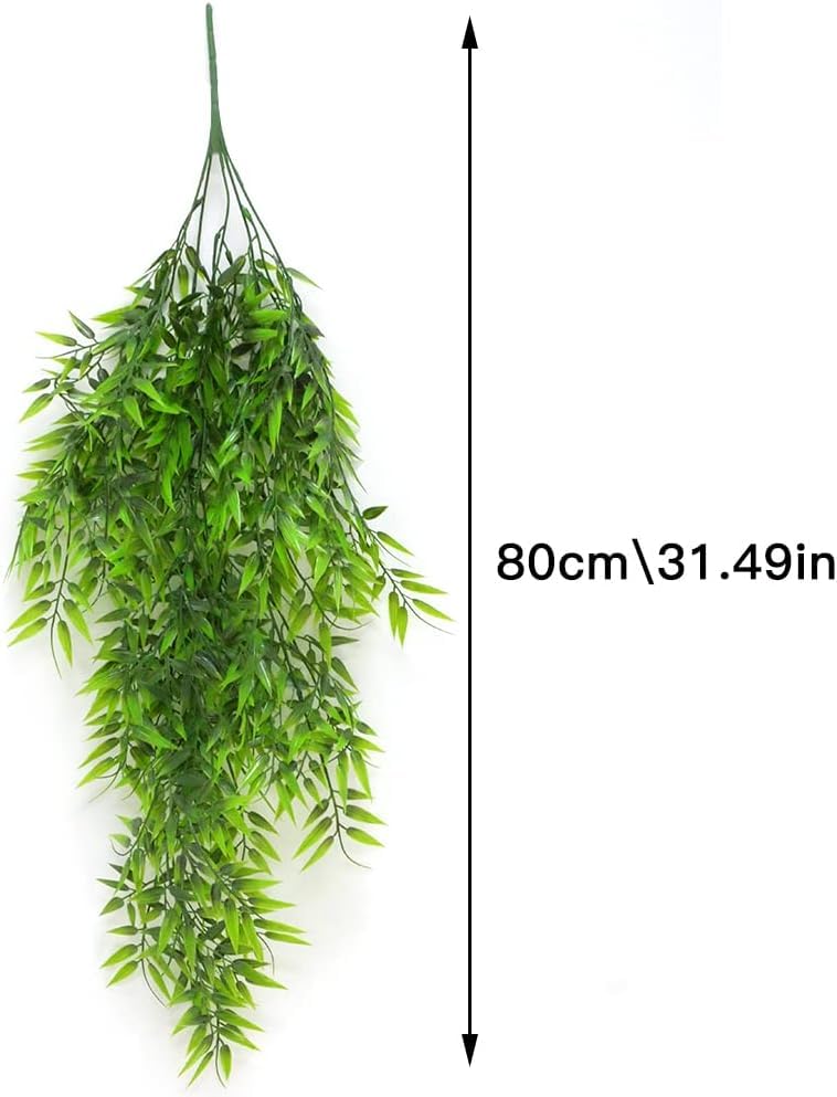 Image of Dekorly Artificial Vines Fake Greenery Garland Willow Leaves Faux Hanging Plants Trailing Weeping Ivy Drooping Hanging Vines Faux Plants Realistic (Design-B, 65CM)