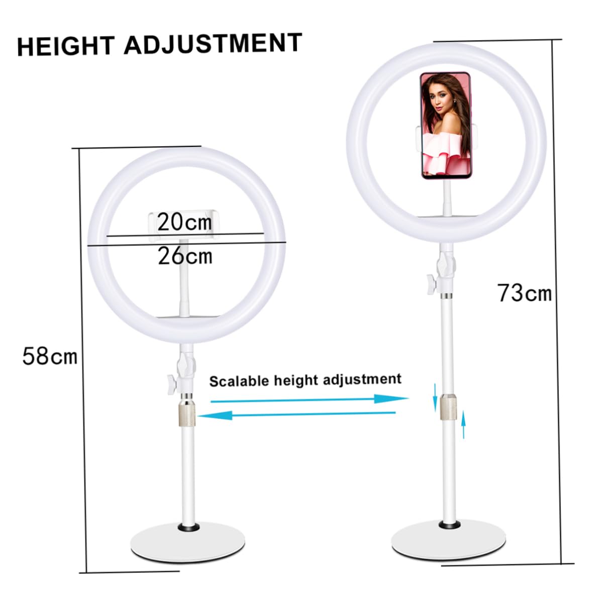 DOITOOL Beauty Led Ring Light Stand for Phone Selfie Live Filling Light 180° Rotating Easy to