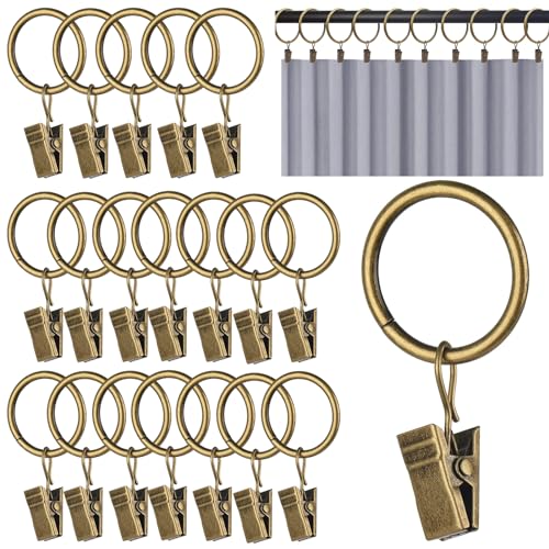 Catálogo de Anillos para cortinas de ducha del mes. 44 Rethan Anillo de Cortina, Clip de Anillo de Cortina de Plata de 20 Piezas, Cortina de Ducha con Gancho para el Dormitorio del baño Familiar (Bronce ciánico)