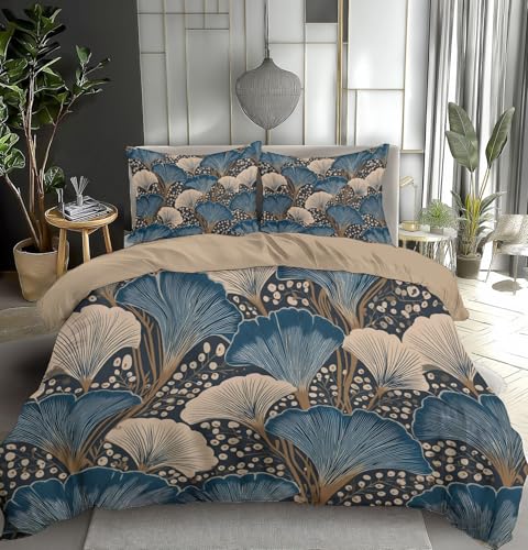 Parure de lit ginkgo 240x260 en microfibre zippée facile à enfiler