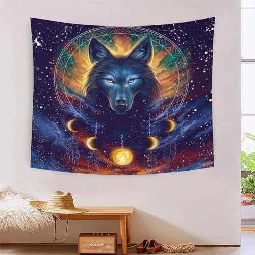 Couverture murale loup 3D déco chambre poster tapisserie murale suspendre polyester 150x200