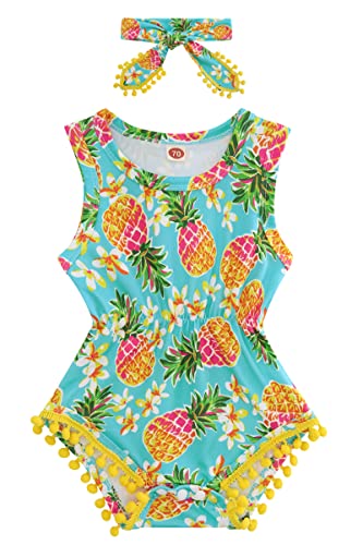 Image of BFUSTYLE Baby Girl Clothes 0-24 Months Outfit Sleeveless Infant Romper Bodysuit with Headband