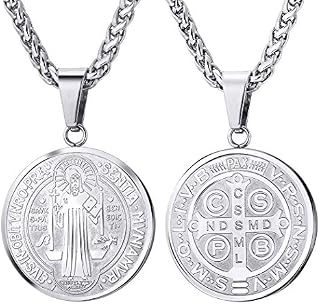 U7 Men Catholic Roman Cross Demon Protection Jewelry Stainless Steel Chain Saint St