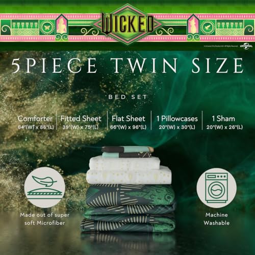 Image of Collectibles Wicked Lux Bedding 5 Piece Super Soft Reversible Comforter and Sheet Set with Sham, Twin, (Officially Licensed Product) By Franco
