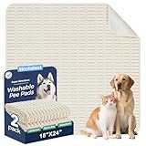 Sinotalent Washable Pee Pads for Dogs, Reusable Puppy Pads Dog Pads, Non-Slip Dog Pee Pads, Leak-Proof Pet Pee Pads Wee Wee Pads for Dogs. (Cream White, 18