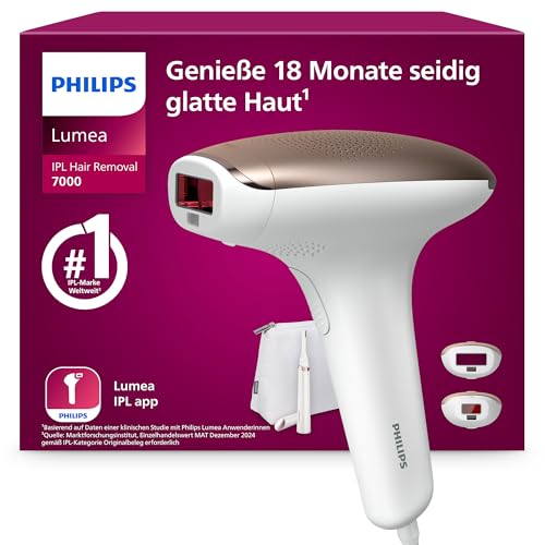 Philips Lumea IPL 7000 Series Haarentfernungsgerät – Alternative zur Laserhaarentfernung – 2 Aufsätze für Körper & Gesicht, inkl. Korrekturtrimmer (BRI921/00) 1