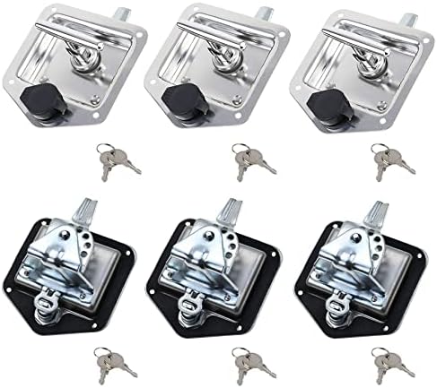 6 Pcs Stainless Steel Car Trailer Door Latch Rv Door Tool Box Lock with Gasket T-Handle Latch with Keys 304 Stainless Steel Highly Polished…