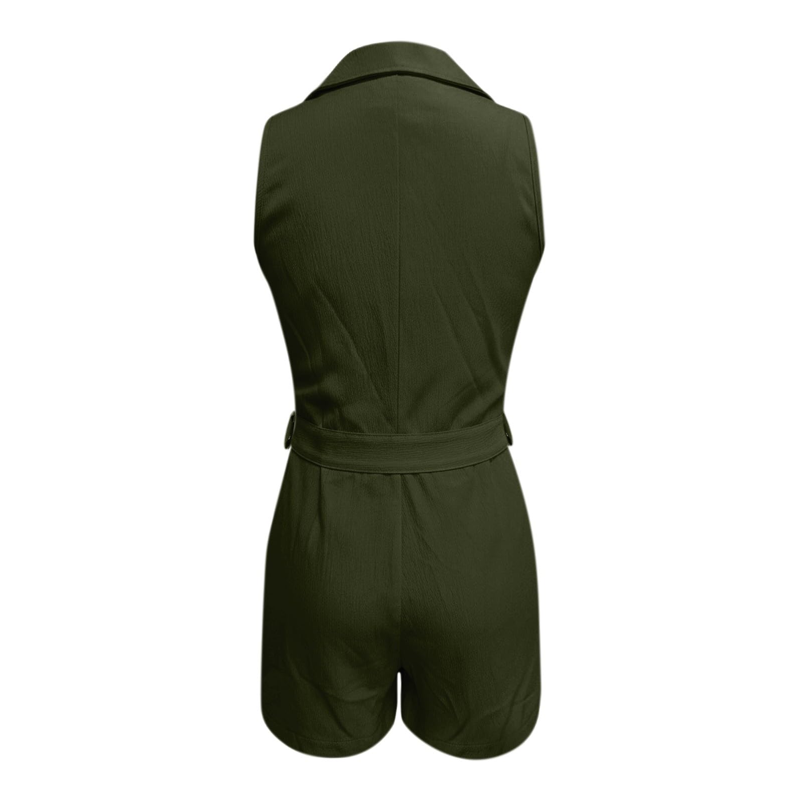 Generisch Combinaison courte élégante pour femme - Aspect western - Col montant - Combinaison d'été sans manches - Jambes larges - Couleur unie - Baggy - Combinaison de loisirs