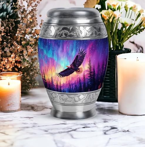 Image of Eagle Urn - Large Burial Urns for Human Ashes Adult Female - Memorial Funeral Urn - Decorative Urns - Combo of 10 Inch & 3 Inch