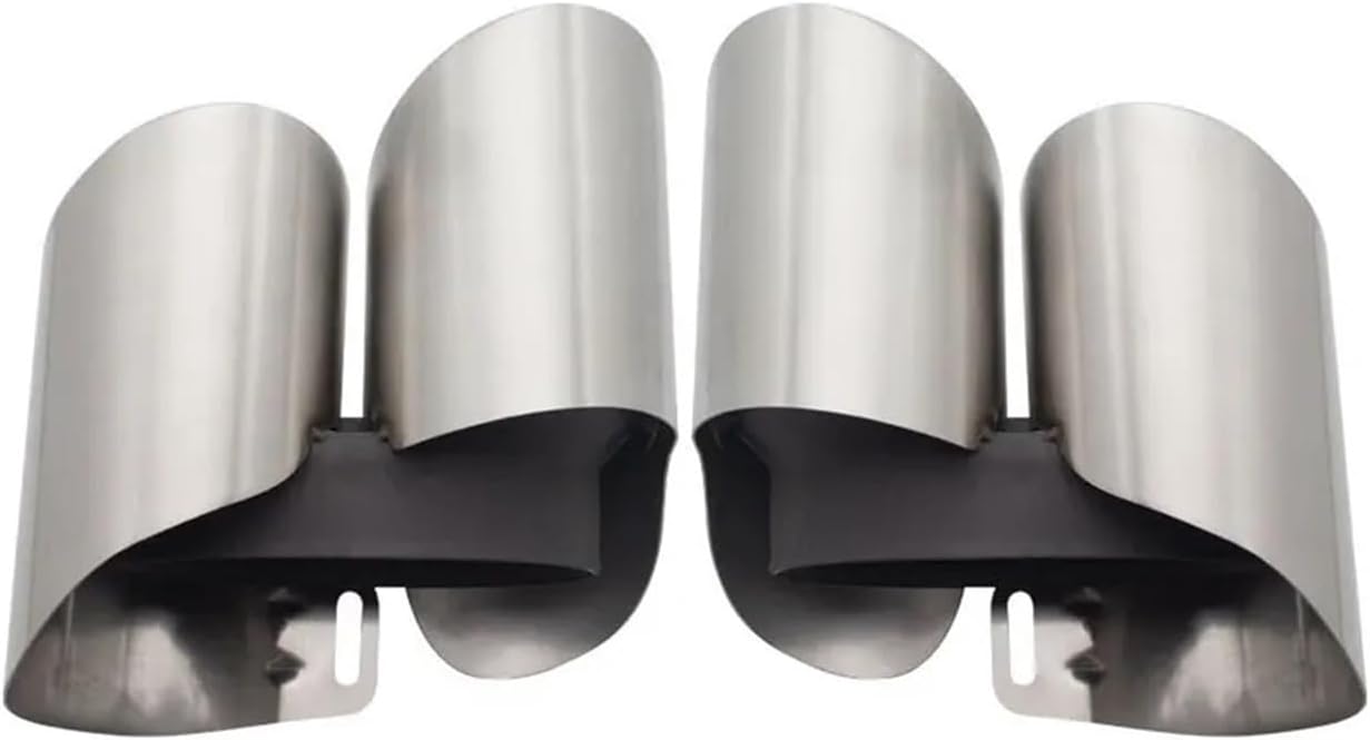 カーアクセサリーステンレスクワッドスチールエキゾーストチップ単層互換ポルシェ 2017 以降(Mirror-like silver)