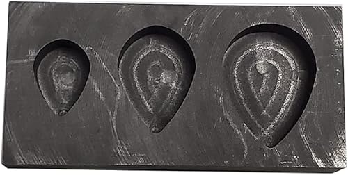 OTOOLWORLD 3 en 1 Molde de lingote de grafito de plata de goteo de gota de agua para fundir refinación de fundición