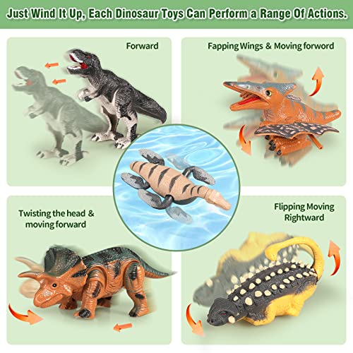 42 Pcs Dinosaur Toy Playset For Kids 3-5 With Play Mat, 14 Pcs Wind Up Dinosaurs Figures And Accessory Play Set, Create A Dino World For 5-7 Year Old Boys Birthday Gifts #TOP4