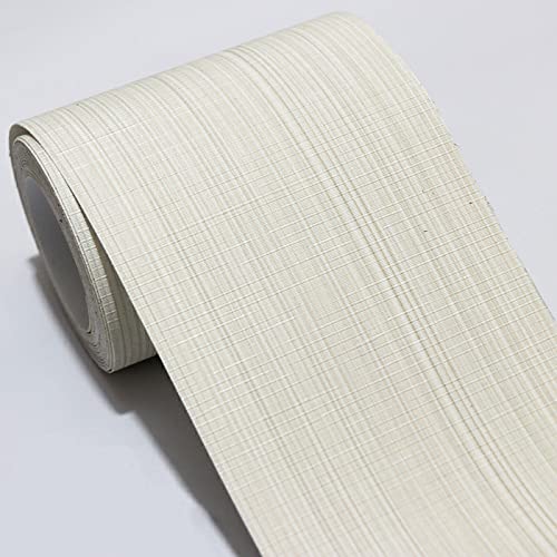 Bordure de papier peint Rayures Verticales Blanc Cassé Décoration murale amovible Frise Murale Autocollant Papier Peint Autocollant imperméable en PVC Plinthe Autocollant 20cm X 500cm