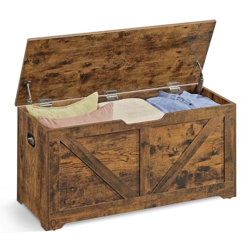 Songmics Home VASAGLE Storage Chest with 2 Safety Hinges, 15.7 x 39.4 x 18.1 Inches