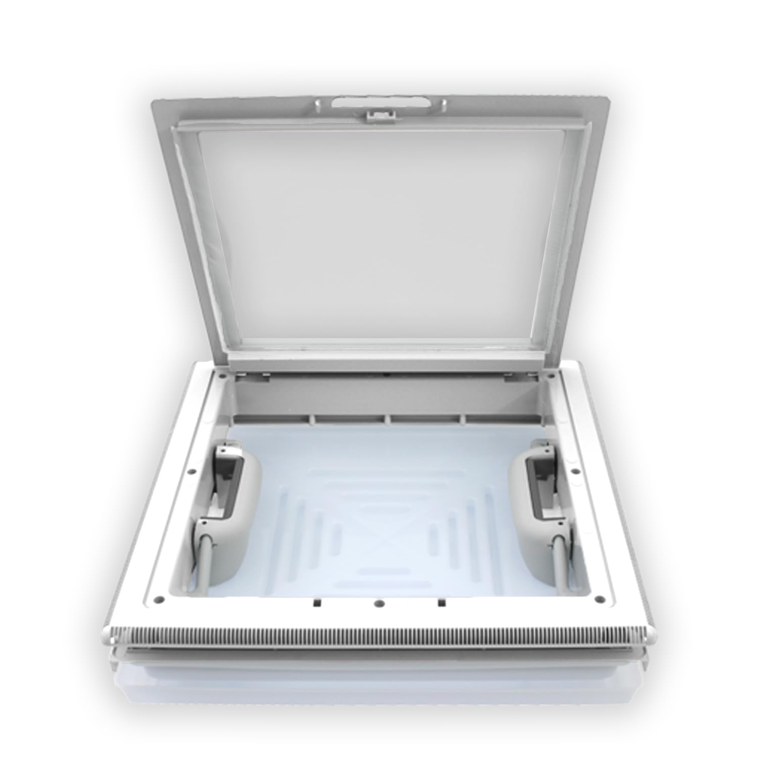MPK 42 Lanterne de toit avec moustiquaire, 40 x 40 cm, avec capot en verre dépoli blanc signal pour caravane camping-car