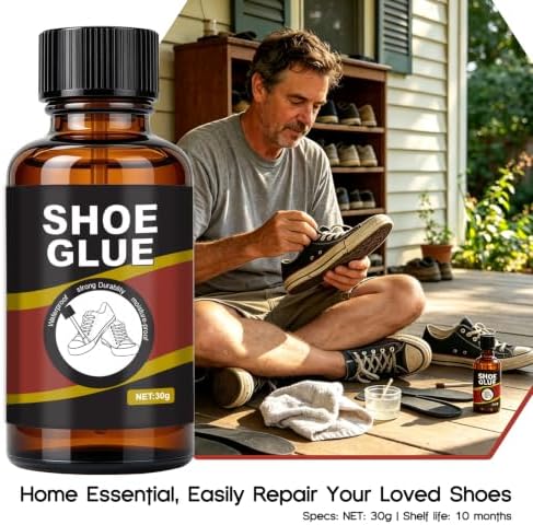 1.06oz Shoe Cement, Shoe Repair Glue with Built‑in Brush Applicator, Waterproof Flexible Adhesive for Separated Soles, Cracked Uppers, Sneakers, Work Boots, Leather, Rubber & Canvas Footwear Repairs — 사진 2