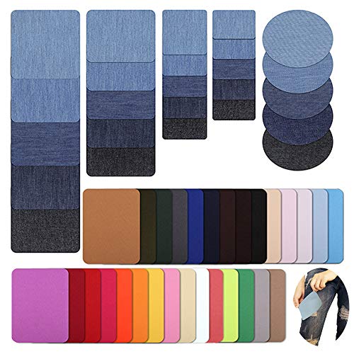MEJOSER - Lote de 54 parches termoadhesivos para planchar rectangulares, de tela, multicolor, parche...