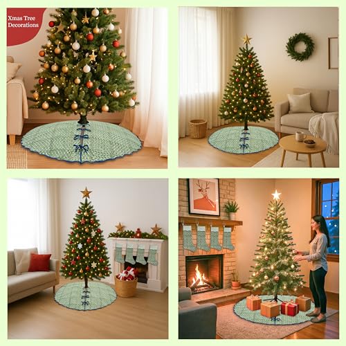 Ridhi Basil Green Hand Block Printed Christmas Tree Skirt 40'' Inch Cute, Boho,Decorative, Rustic, Vintage, Indoor, Outdoor, Holiday Decor, Christmas Decoration Halloween Fall Thanksgiving Gifts by Ridhi - Image 6