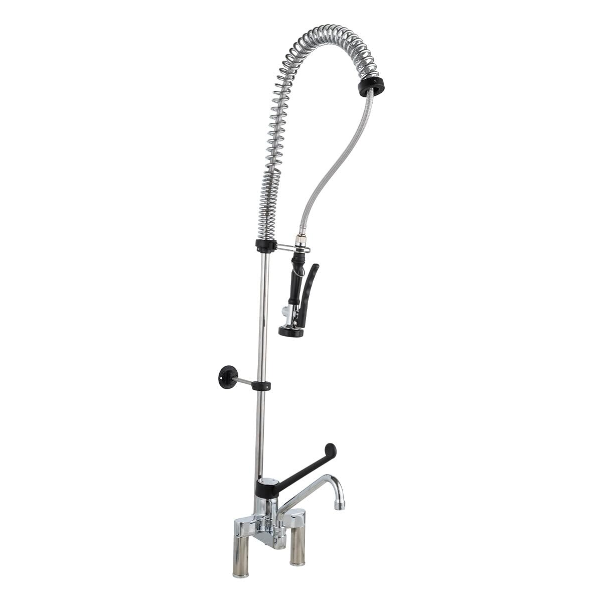 GastroHero Zweiloch Geschirrwaschbrause, Messing 2GWBT/E_PROFI | Mischbatterie, Kalt- und Warmwasseranschluss, Tischmontage, Brause mit Handgriff, Lochbohrung Ø 22-27 mm, Made in Europe