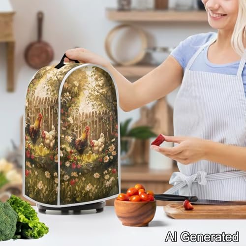Image of Chicken Blender Dust Cover, Anti Fingerprint Polyester Stand Mixer or Coffee Maker Appliance Protector, Stain Resistant Blender Cover for Kitchen Appliance