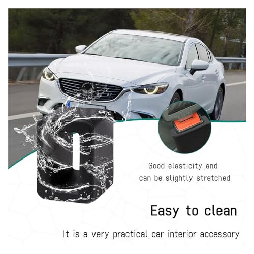 Image of Augeny 2PCS Seat Belt Buckle Holder, Silicone Auto Rear Seatbelt Buckle Booster to Makes Receptacle Stand Upright for Easy Access, Universal Vehicle Seatbelt Buckle for Kids (Black)