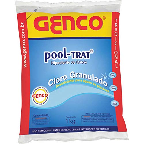 Kit de Limpeza e Manutenção de água de piscina: Cloro Genco 1Kg, Ph Mais 1L, Floculante Clarificante