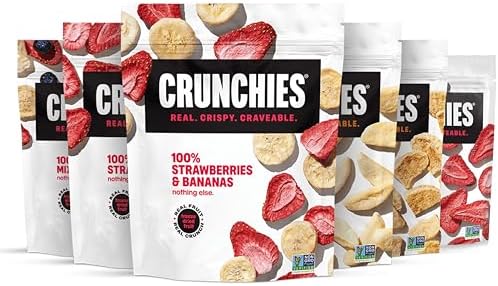 Crunchies Freeze-Dried Fruits, 100% All Natural Crispy Fruit, Non GMO and Kosher, Resealable Freeze Dried Fruit Snack Packs, Pack of 6 (Variety Gift Pack)