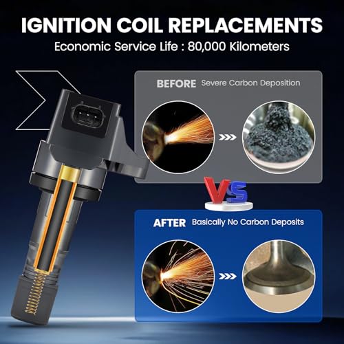 Image of Set of 4 Ignition Coil UF672 Compatible with Honda 12-15 Civic 16-22 HR-V 1.8L, Compatible with Acura 13-15 ILX 2.0L L4 Replacement for 5C1880 GN10421 6732317 30520R1AA01 C900