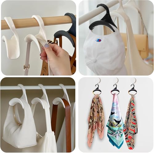 SSHUIKKAI 8 Stücke Taschen Aufhänger, Taschenbügel, Taschenhaken, Rucksack Aufhängen, Handtasche Kleiderbügel Haken Schrank, für Hängende Rucksäcke Schulranzen Schal Gürtel Und Krawatte(Schwarz)